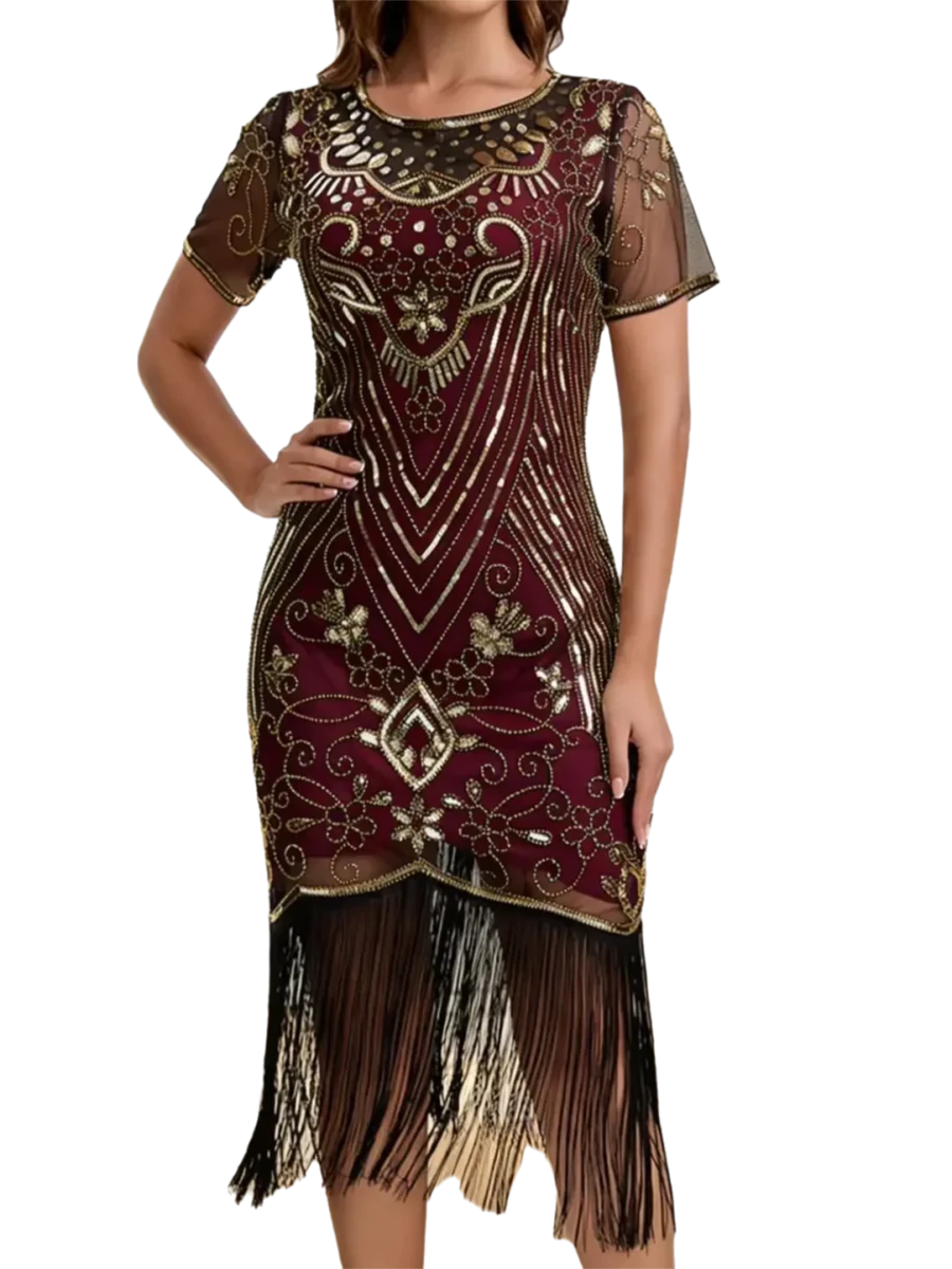 Robe Vintage Années 20 Gatsby Bordeaux - Louise Vintage