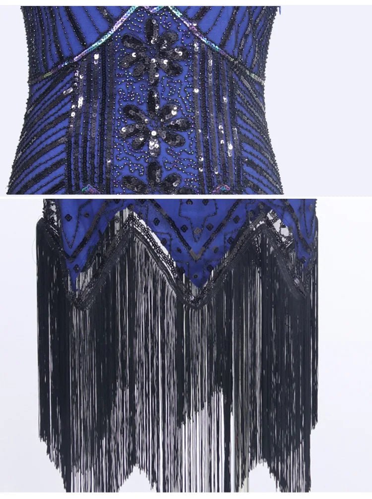 Robe Vintage Années 20 Gatsby Longue Bleu - Louise Vintage