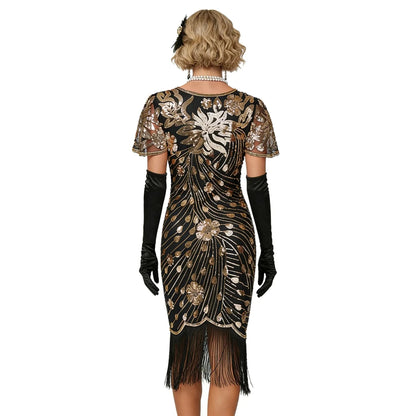 Robe Vintage Années 20 Gatsby Longue Dorée - Louise Vintage