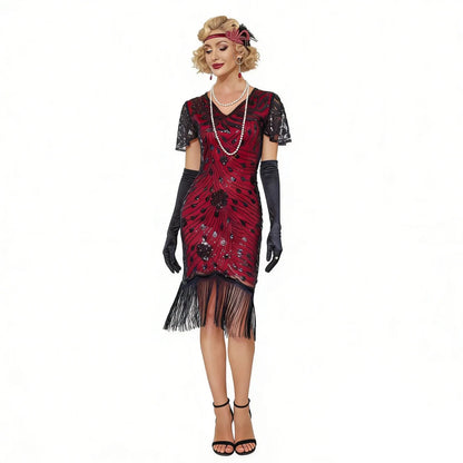 Robe Vintage Années 20 Gatsby Longue Rouge - Louise Vintage