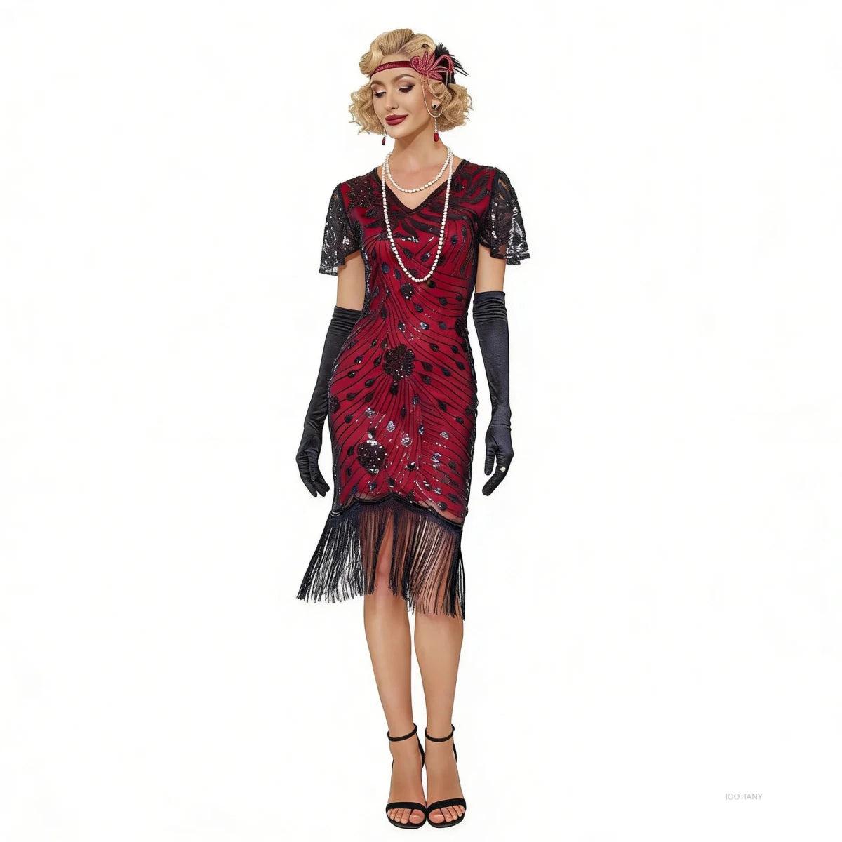 Robe Vintage Années 20 Gatsby Longue Rouge - Louise Vintage