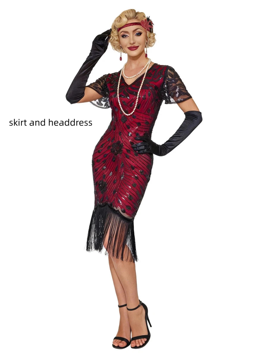 Robe Vintage Années 20 Gatsby Longue Rouge - Louise Vintage