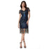 Robe Vintage Années 20 Grande Taille Art Déco Bleu Noir - Louise Vintage