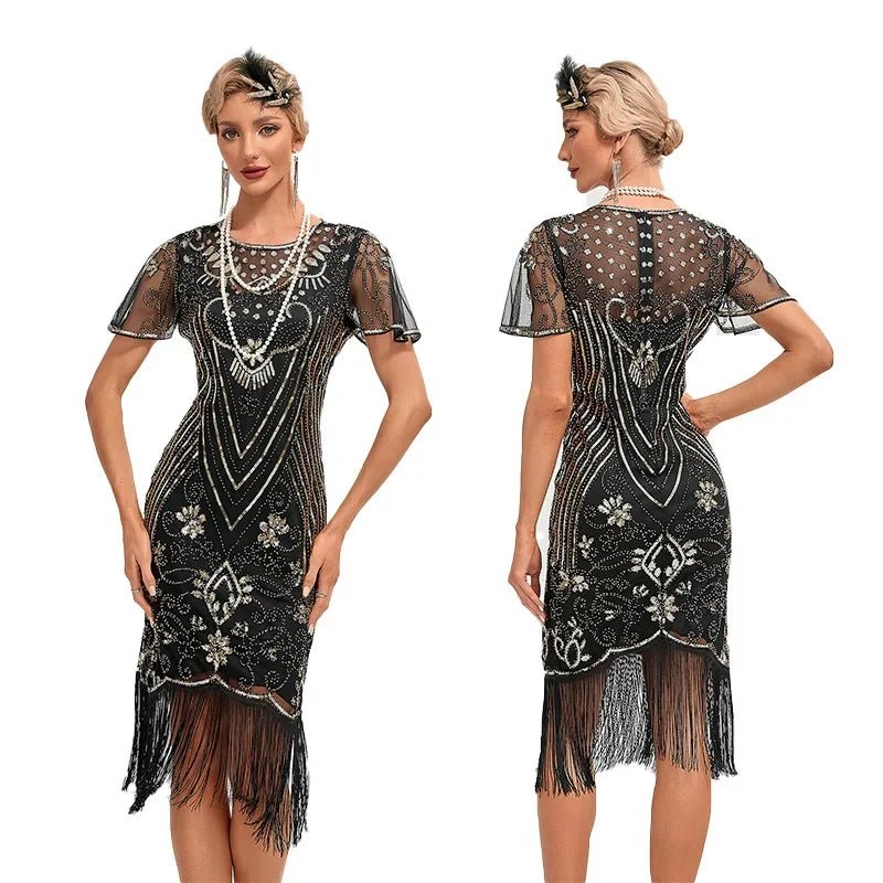 Robe Vintage Années 20 Grande Taille Art Déco Noir - Louise Vintage