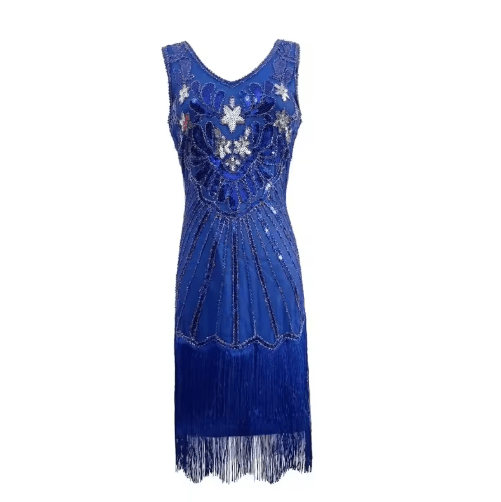 Robe Vintage Années 20 Grande Taille Bleu - Louise Vintage