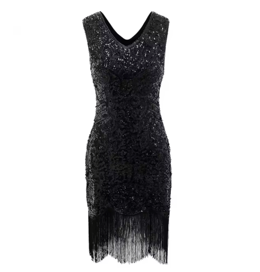 Robe Vintage Années 20 Grande Taille Charleston Noir - Louise Vintage
