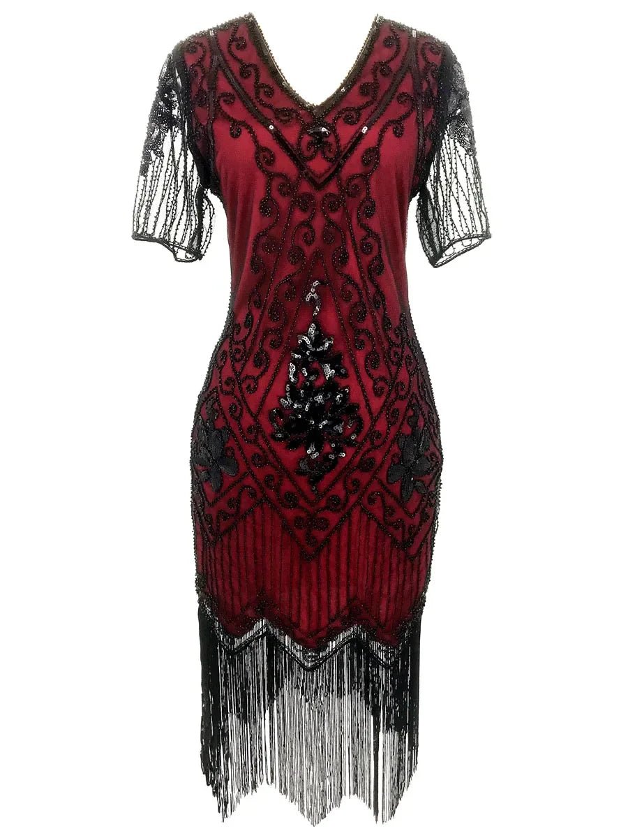 Robe Vintage Années 20 Grande Taille Charleston Rouge - Louise Vintage