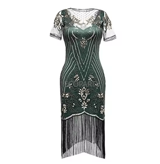 Robe Vintage Années 20 Grande Taille Charleston Vert - Louise Vintage