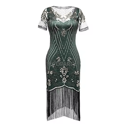 Robe Vintage Années 20 Grande Taille Charleston Vert - Louise Vintage