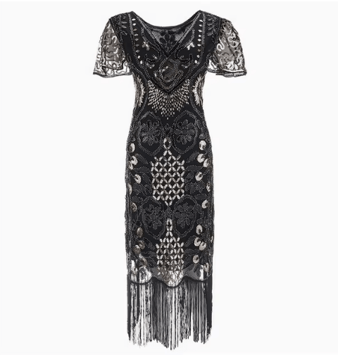 Robe Vintage Années 20 Grande Taille Noir - Louise Vintage