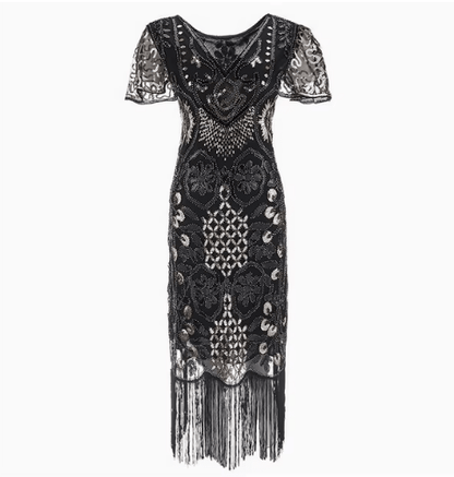 Robe Vintage Années 20 Grande Taille Noir - Louise Vintage
