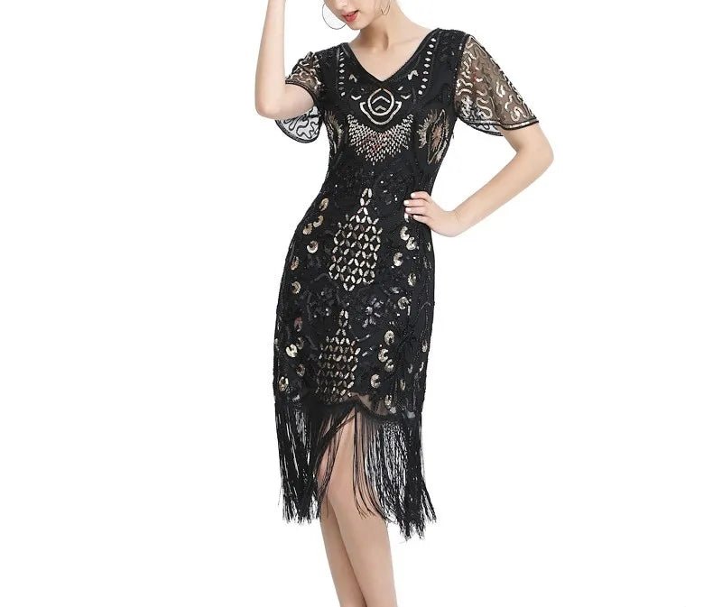 Robe Vintage Années 20 Grande Taille Noir - Louise Vintage