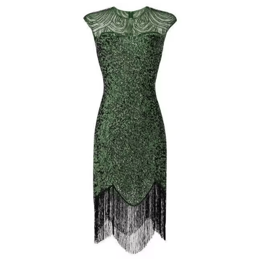 Robe Vintage Années 20 Grande Taille Vert Or - Louise Vintage