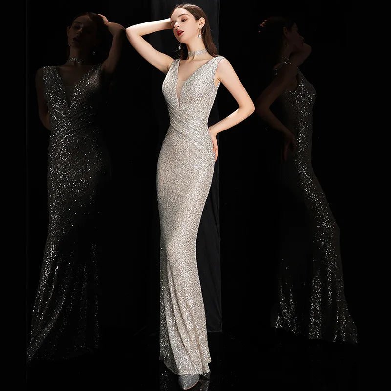 Robe Vintage Années 20 Longue Gris - Louise Vintage