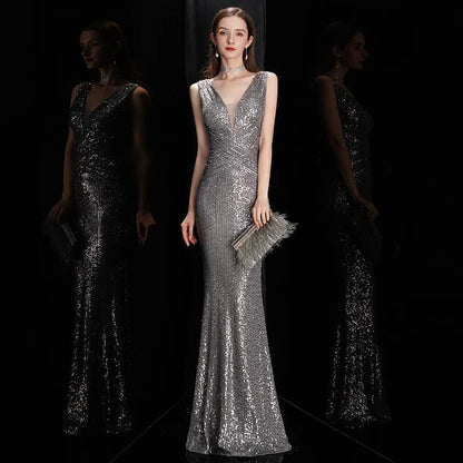 Robe Vintage Années 20 Longue Gris - Louise Vintage