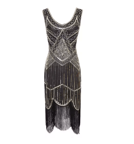 Robe Vintage Années 20 Noir Or - Louise Vintage