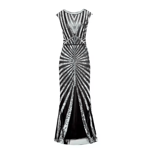Robe Vintage Années 20 Noire Perles - Louise Vintage