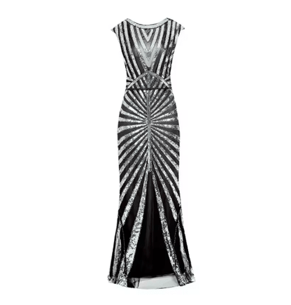 Robe Vintage Années 20 Noire Perles - Louise Vintage