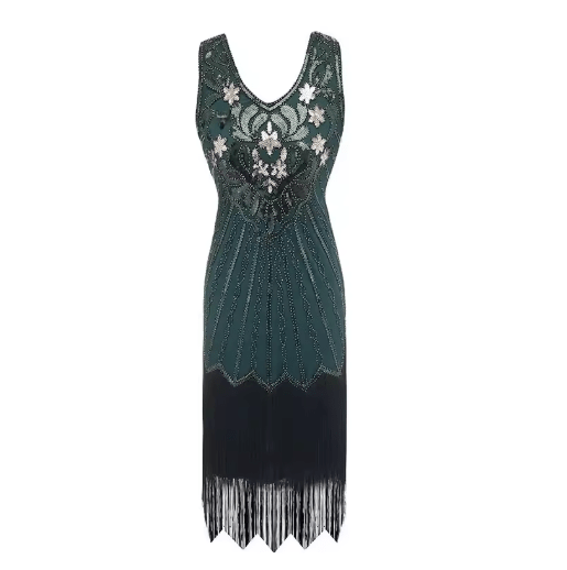 Robe Vintage Années 20 Paris Vert - Louise Vintage