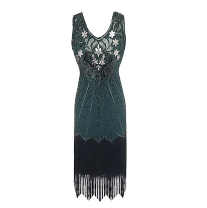 Robe Vintage Années 20 Paris Vert - Louise Vintage