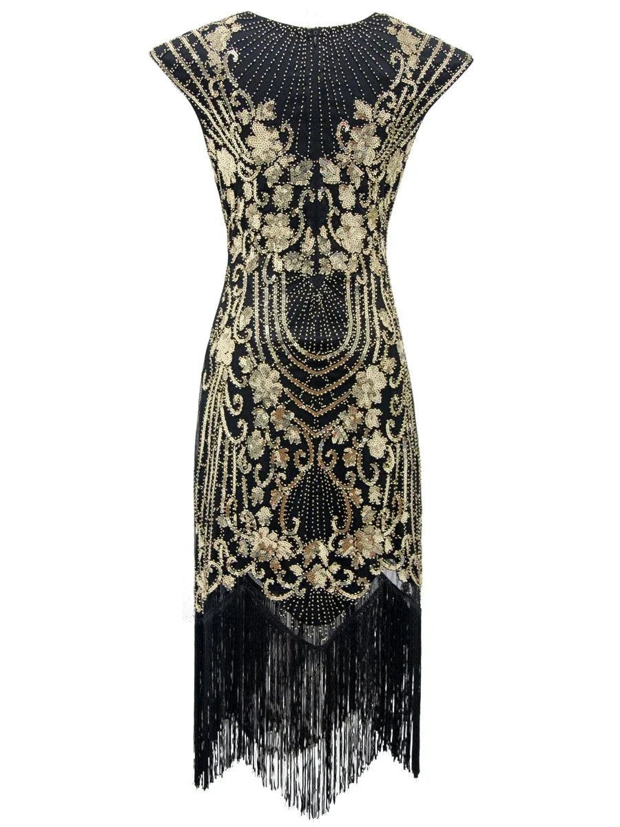 Robe Vintage Années 20 Rétro Noir Or - Louise Vintage