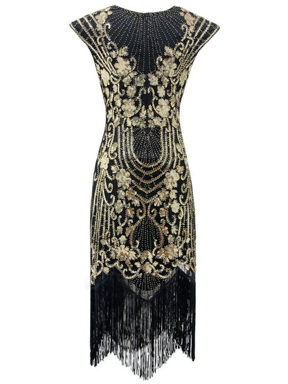 Robe Vintage Années 20 Rétro Noir Or - Louise Vintage