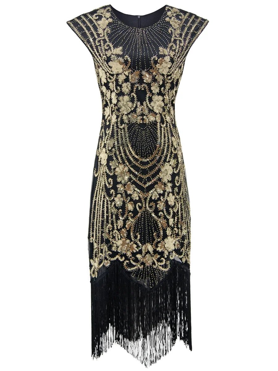 Robe Vintage Années 20 Rétro Noir Or - Louise Vintage