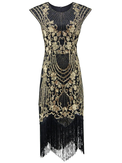 Robe Vintage Années 20 Rétro Noir Or - Louise Vintage