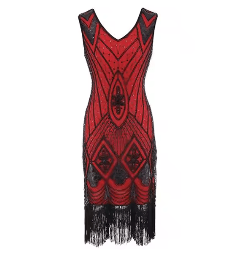 Robe Vintage Années 20 Sequins Rouge - Louise Vintage