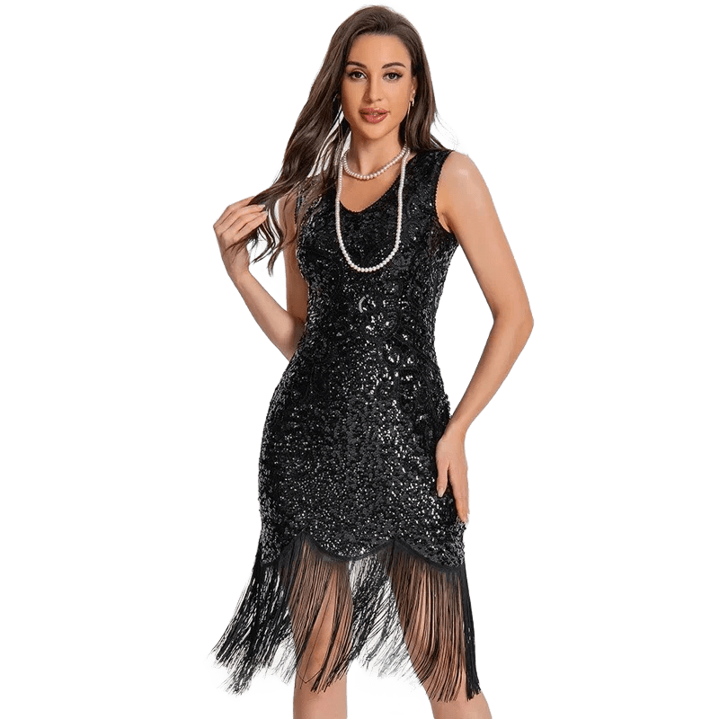 Robe Vintage Années 20 Sexy Noir - Louise Vintage