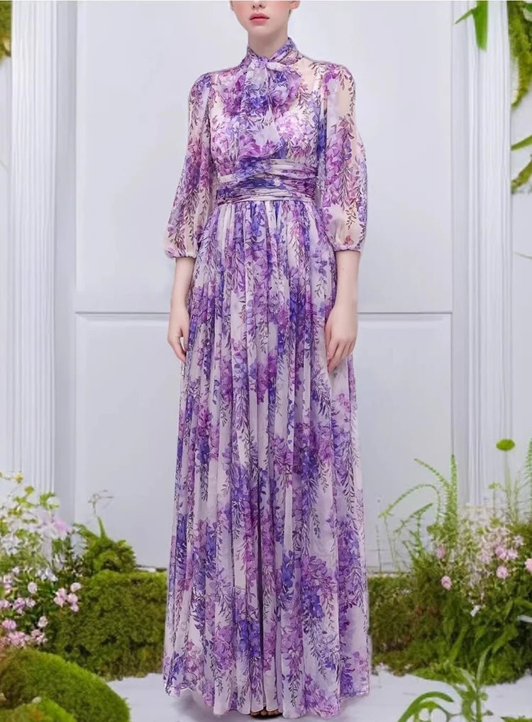 Robe Vintage Années 40 Longue Lavande - Louise Vintage
