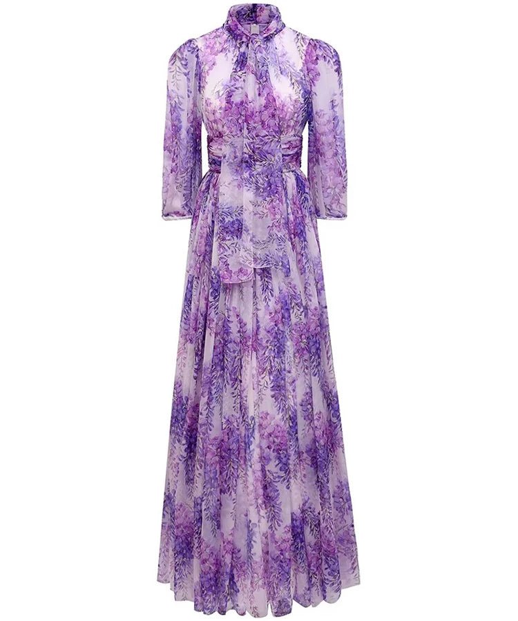 Robe Vintage Années 40 Longue Lavande - Louise Vintage