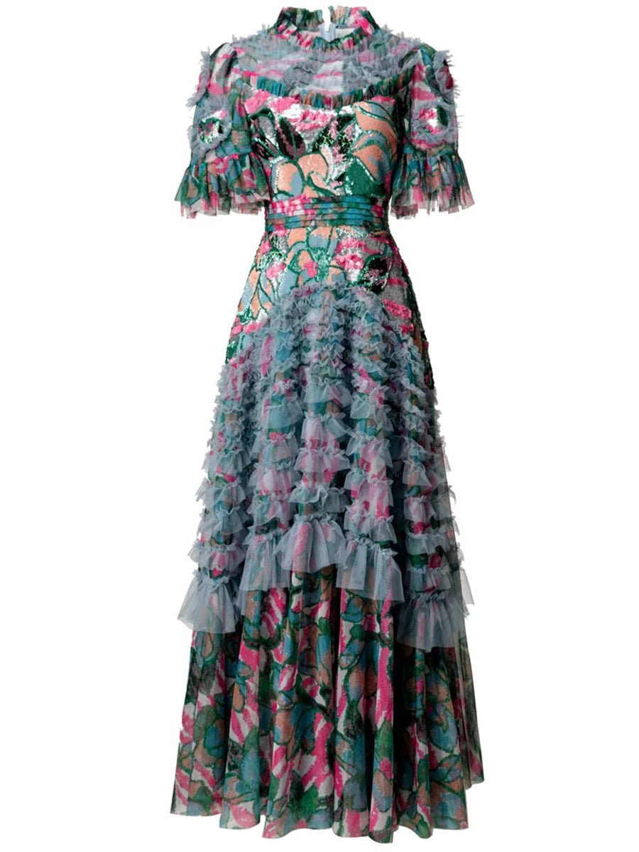 Robe Vintage Années 40 Longue Patchwork - Louise Vintage