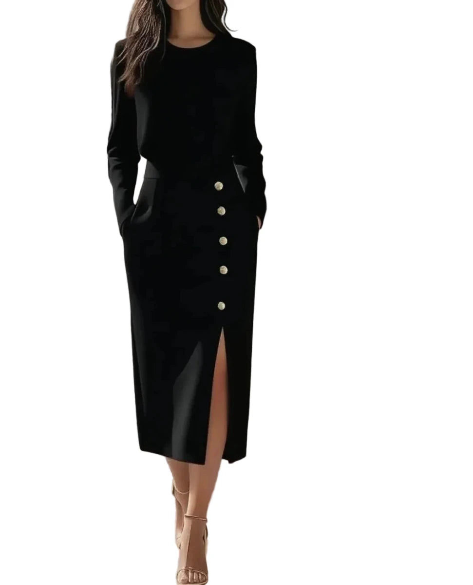 Robe Vintage Années 40 Noire Automne - Louise Vintage