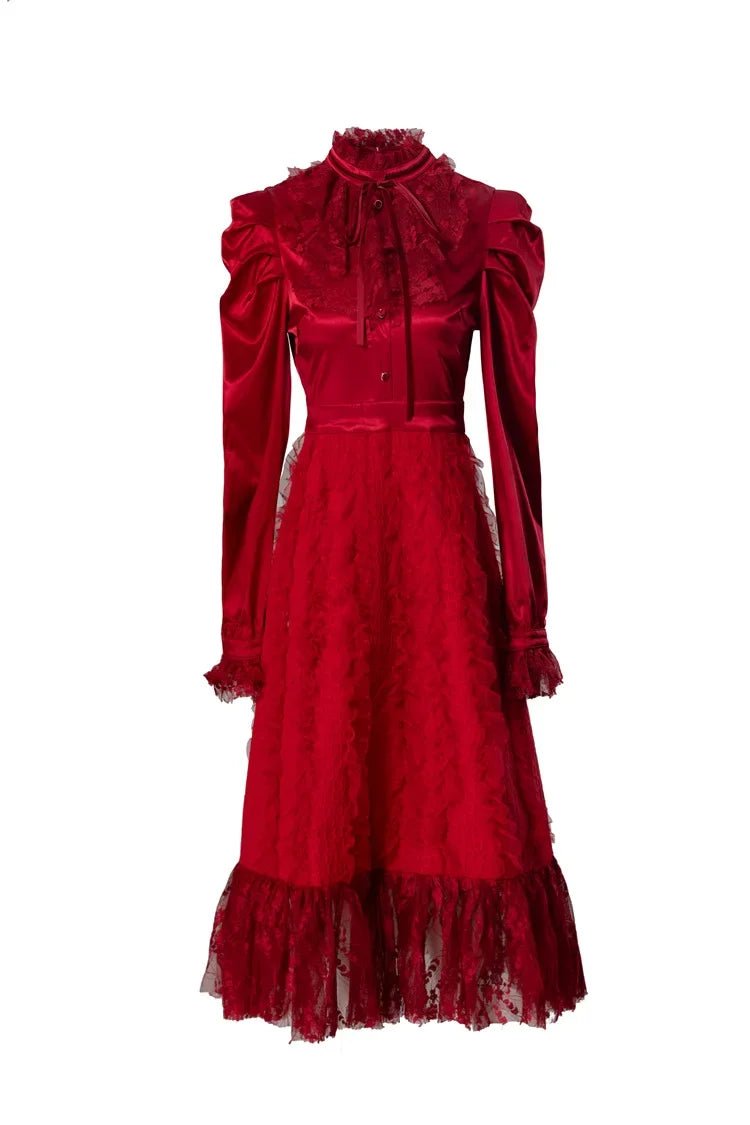 Robe Vintage Années 40 Rouge Taille Haute - Louise Vintage