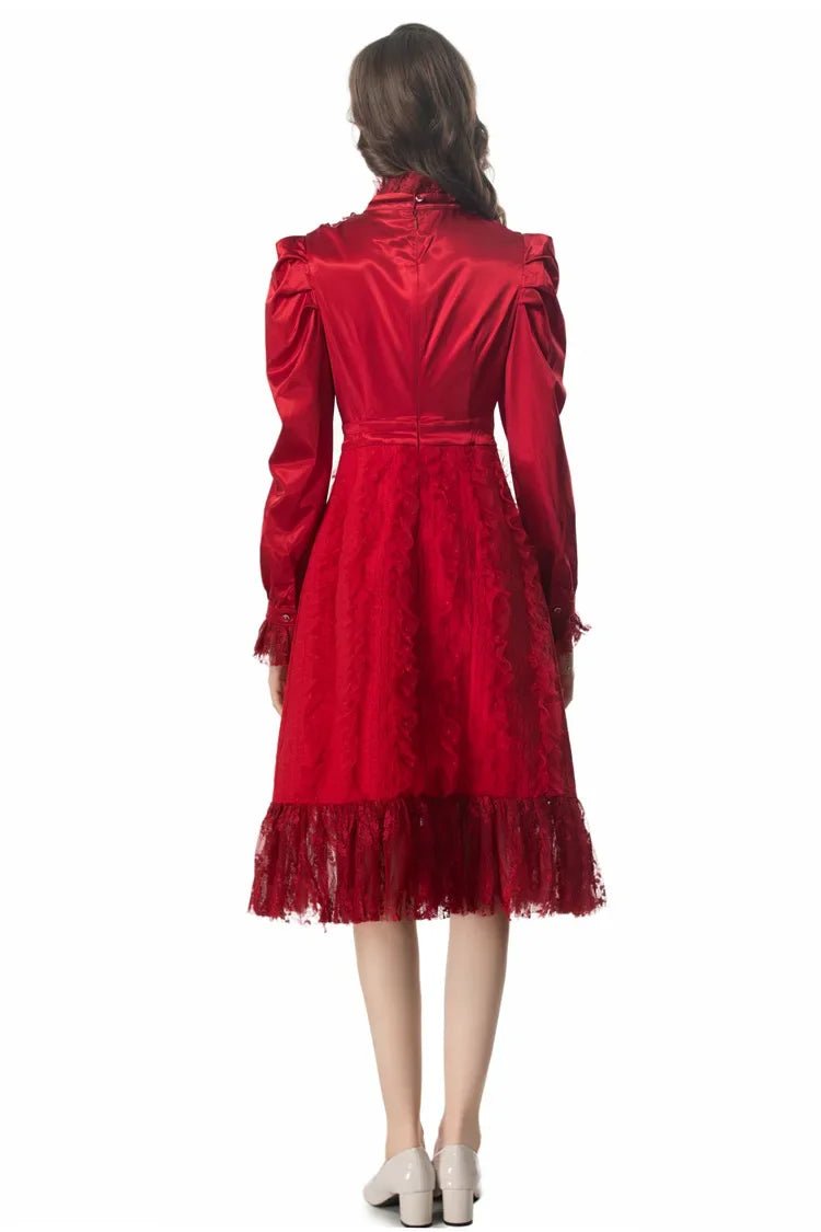 Robe Vintage Années 40 Rouge Taille Haute - Louise Vintage