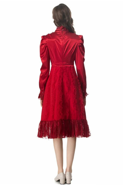 Robe Vintage Années 40 Rouge Taille Haute - Louise Vintage