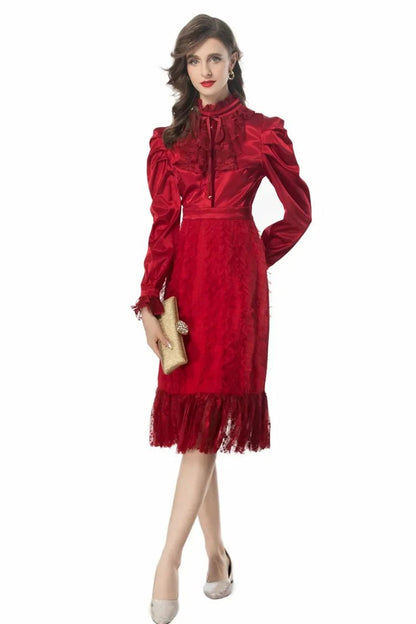 Robe Vintage Années 40 Rouge Taille Haute - Louise Vintage