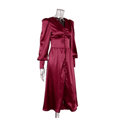 Robe Vintage Années 40 Satin Bordeaux - Louise Vintage