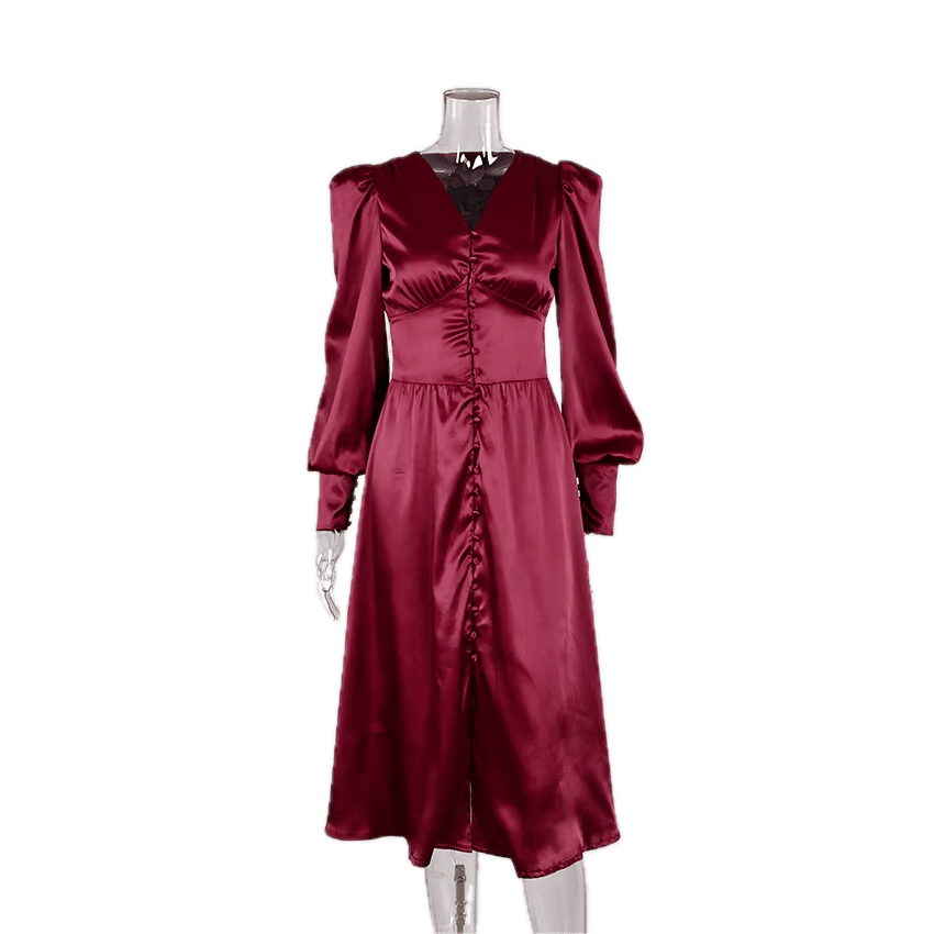 Robe Vintage Années 40 Satin Bordeaux - Louise Vintage