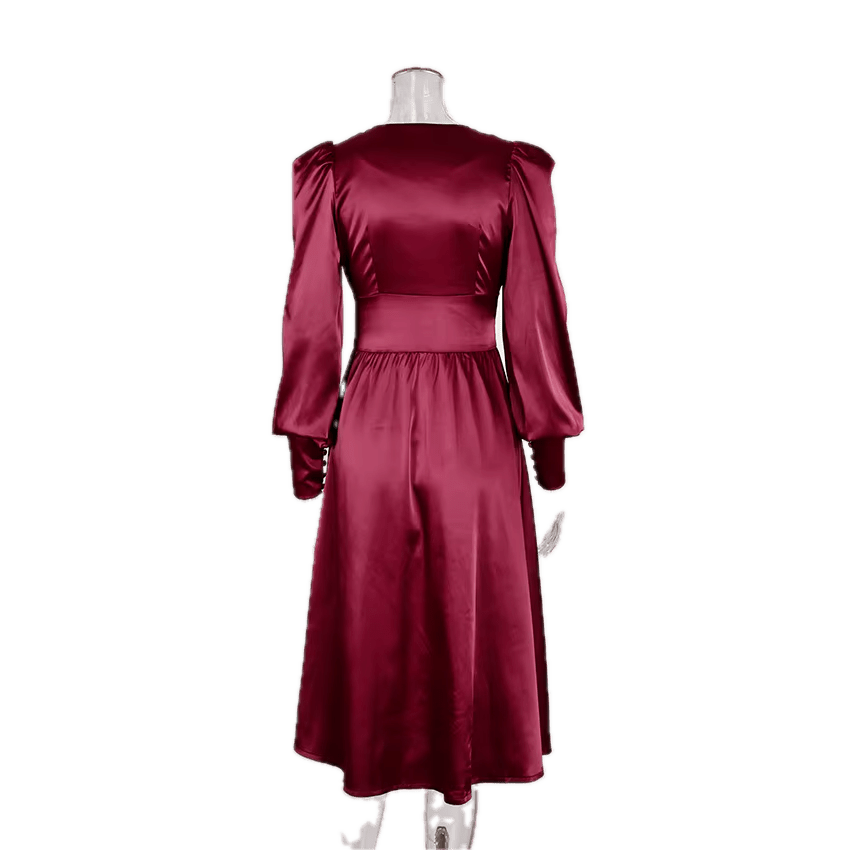 Robe Vintage Années 40 Satin Bordeaux - Louise Vintage