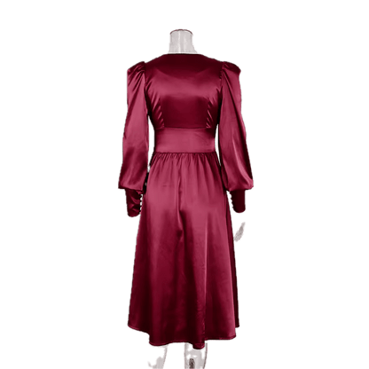 Robe Vintage Années 40 Satin Bordeaux - Louise Vintage