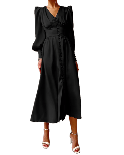 Robe Vintage Années 40 Satin Noir - Louise Vintage