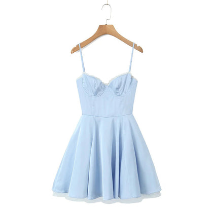Robe Vintage Années 40 Unie Bleu - Louise Vintage