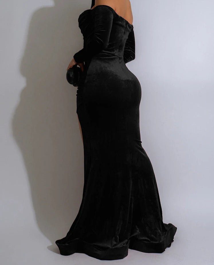 Robe Vintage Années 40 Velours Noir - Louise Vintage