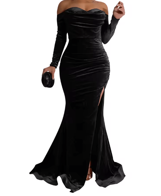 Robe Vintage Années 40 Velours Noir - Louise Vintage