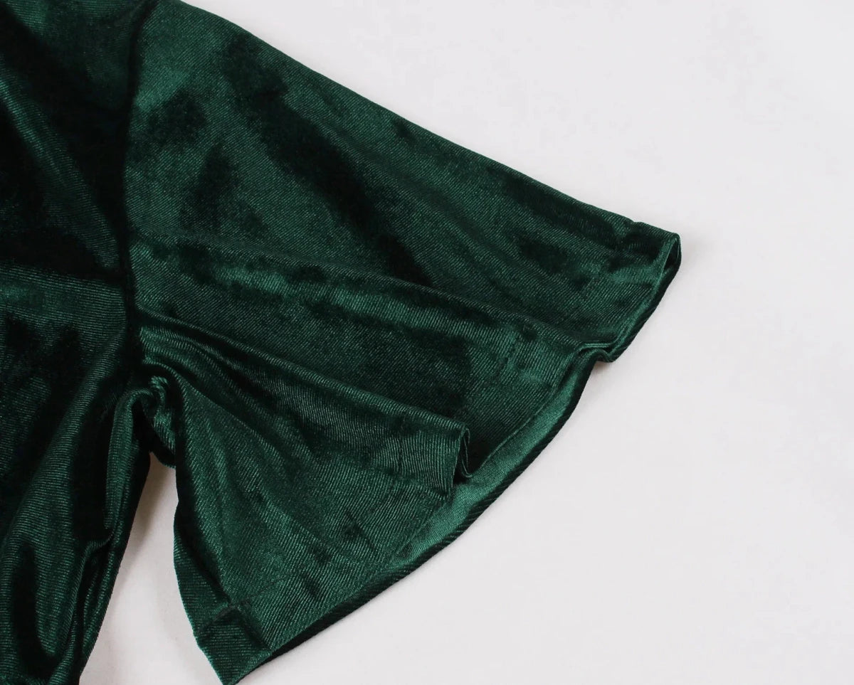 Robe Vintage Années 40 Velours Vert - Louise Vintage