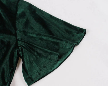 Robe Vintage Années 40 Velours Vert - Louise Vintage