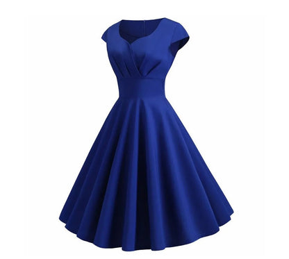 Robe Vintage Asymétrique Bleu - Louise Vintage