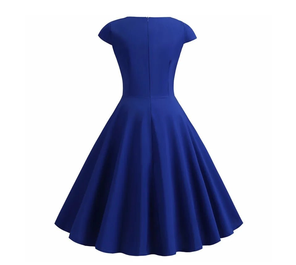 Robe Vintage Asymétrique Bleu - Louise Vintage